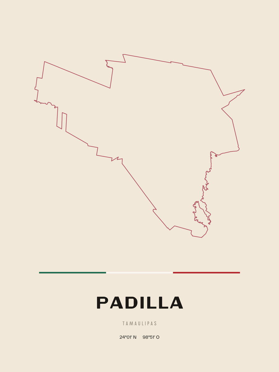 Framed poster of Padilla, Tamaulipas.