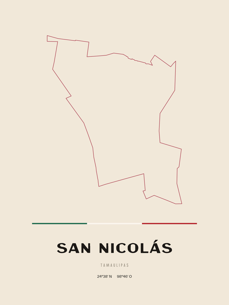 Framed poster of San Nicolás, Tamaulipas.
