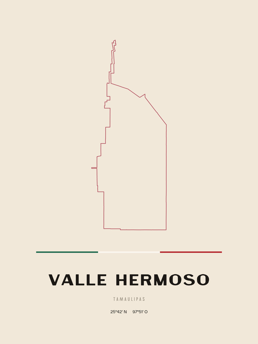 Framed poster of Valle Hermoso, Tamaulipas.