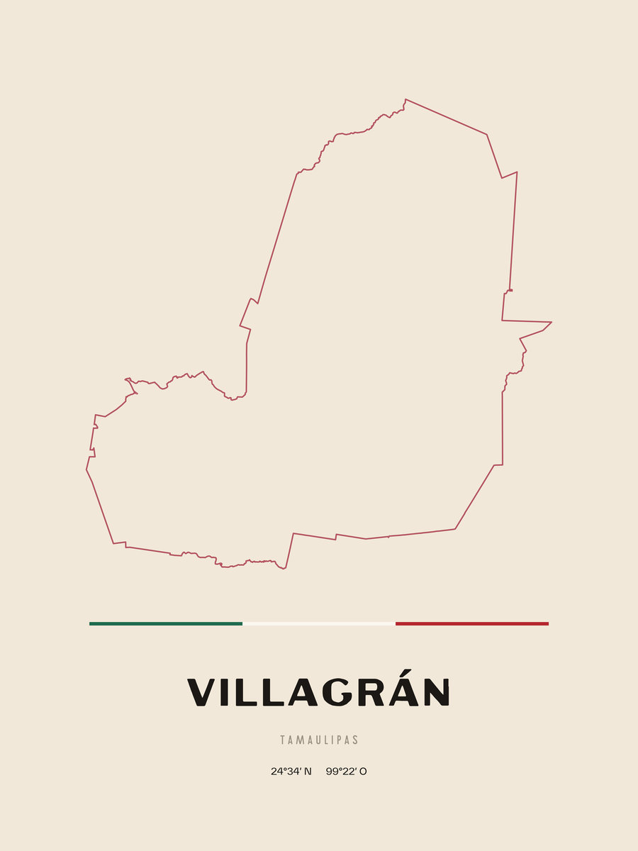 Framed poster of Villagrán, Tamaulipas.