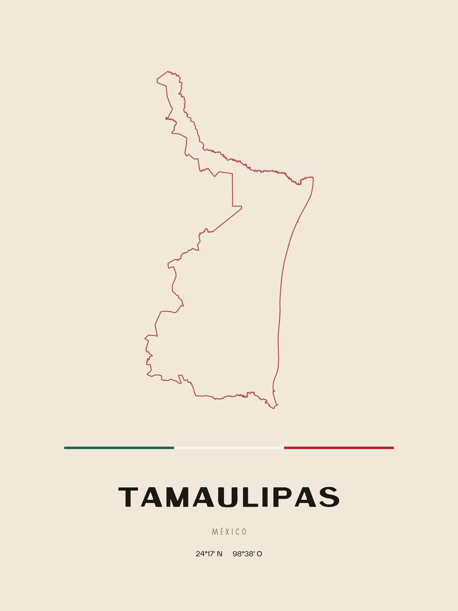 Framed poster of Tamaulipas.