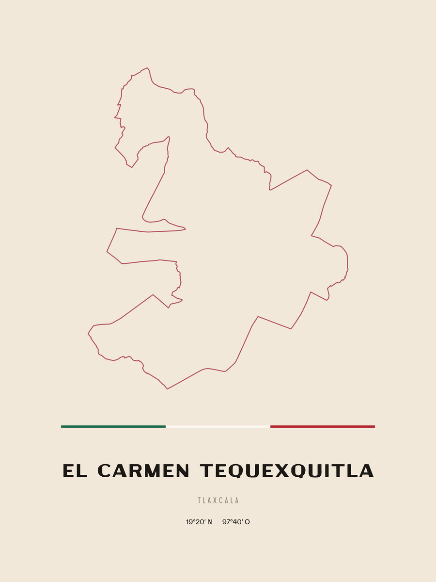 Framed poster of El Carmen Tequexquitla, Tlaxcala.