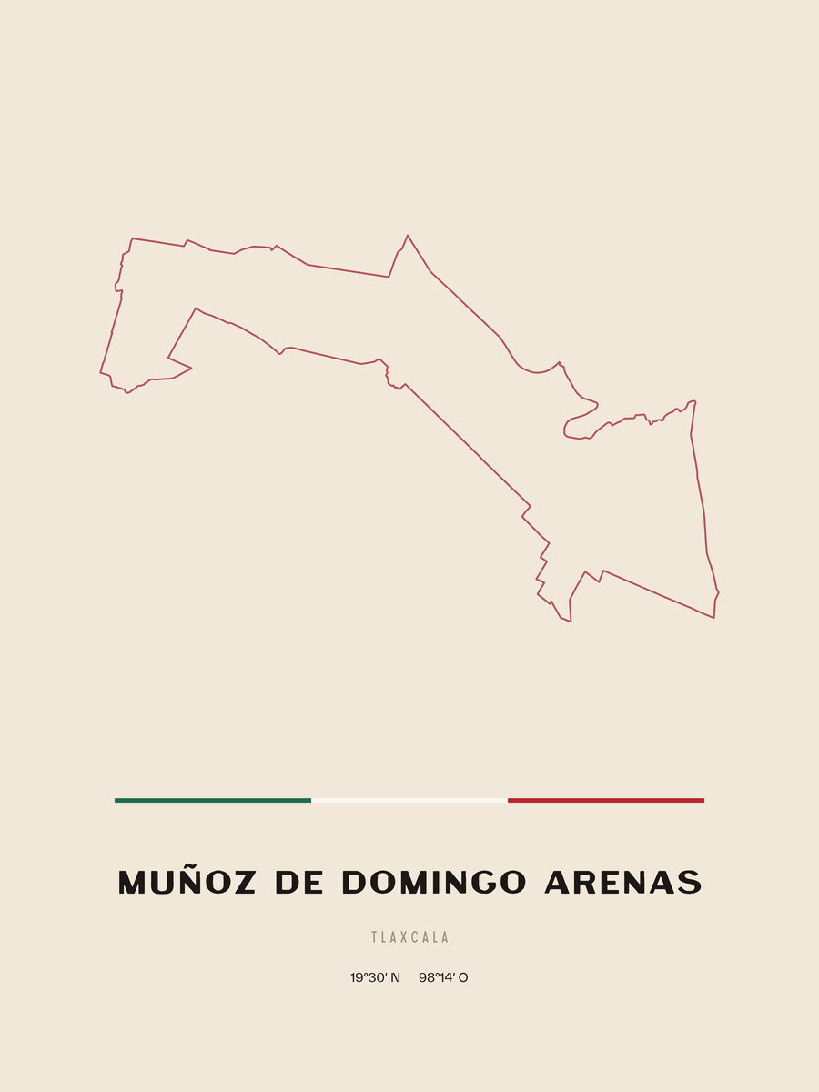 Framed poster of Muñoz de Domingo Arenas, Tlaxcala.