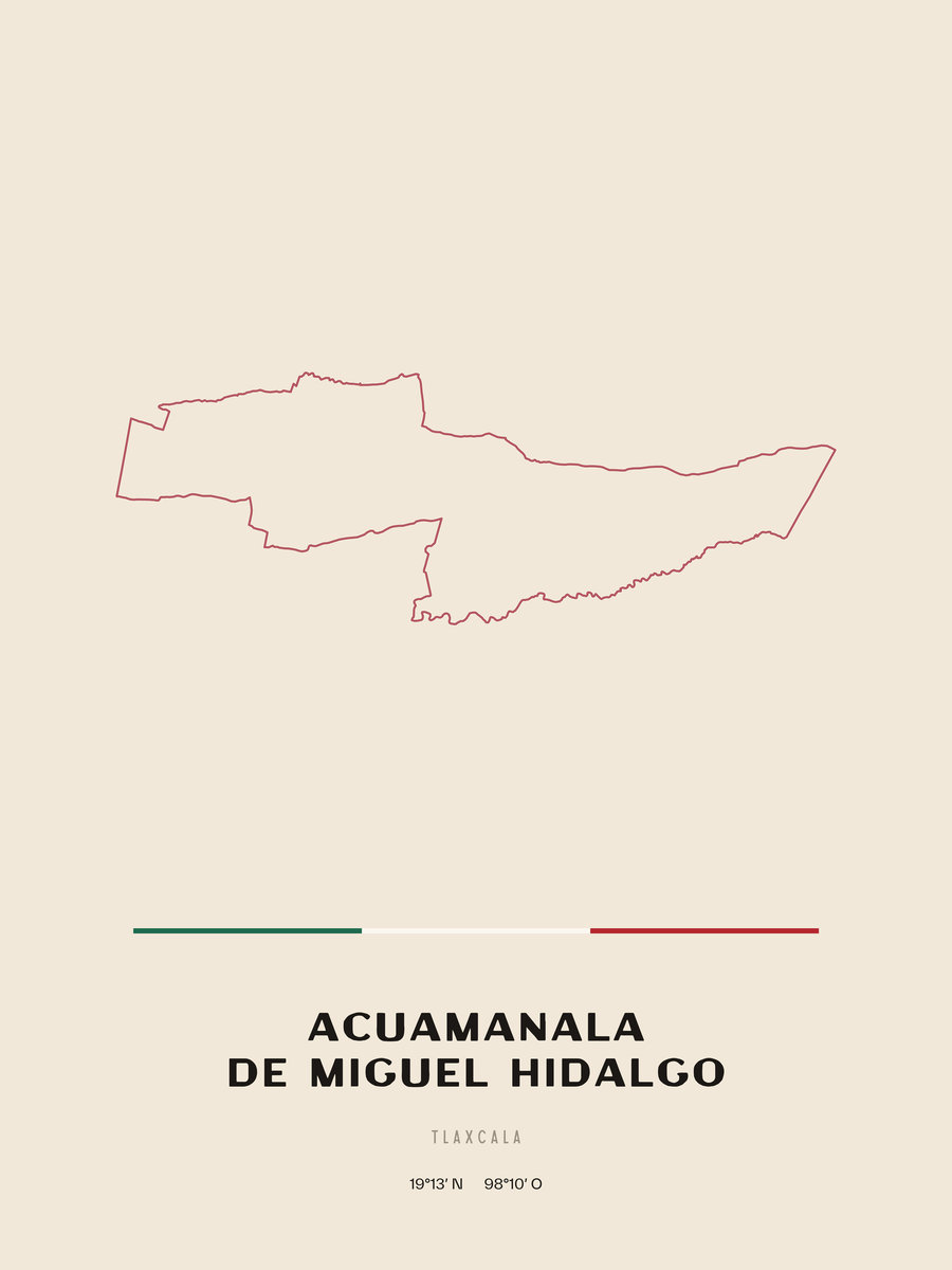 Framed poster of Acuamanala de Miguel Hidalgo, Tlaxcala.