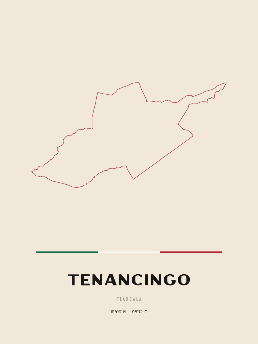 Framed poster of Tenancingo, Tlaxcala.