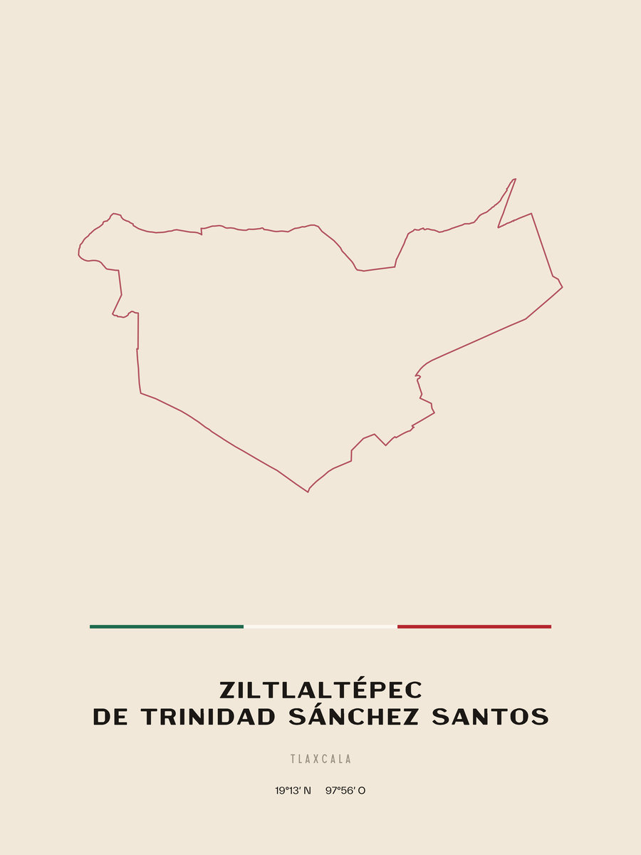 Framed poster of Ziltlaltépec de Trinidad Sánchez Santos, Tlaxcala.