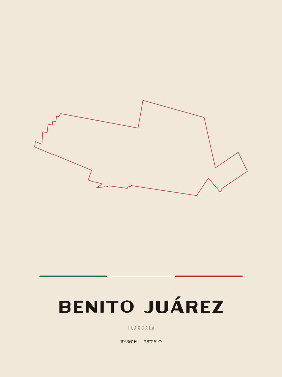 Framed poster of Benito Juárez, Tlaxcala.