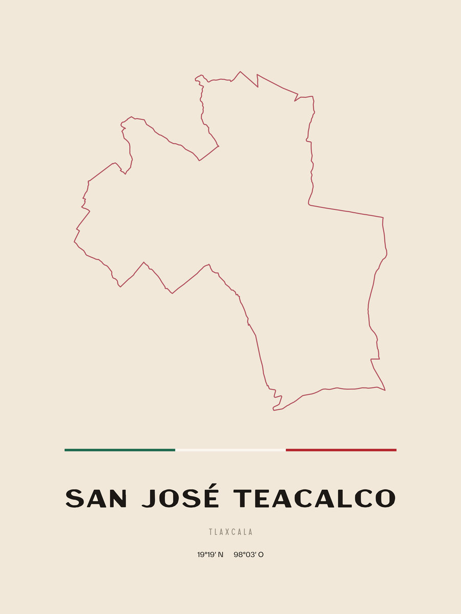 Framed poster of San José Teacalco, Tlaxcala.