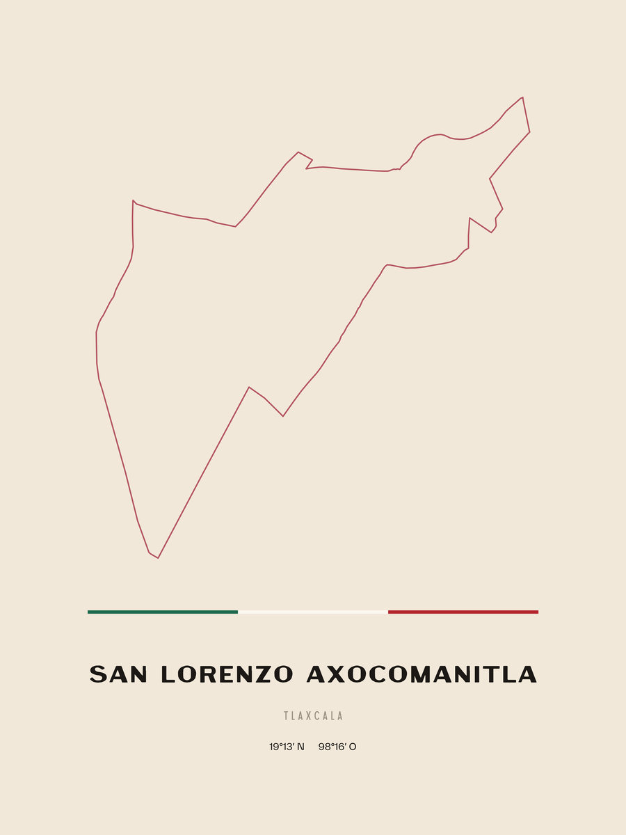 Framed poster of San Lorenzo Axocomanitla, Tlaxcala.