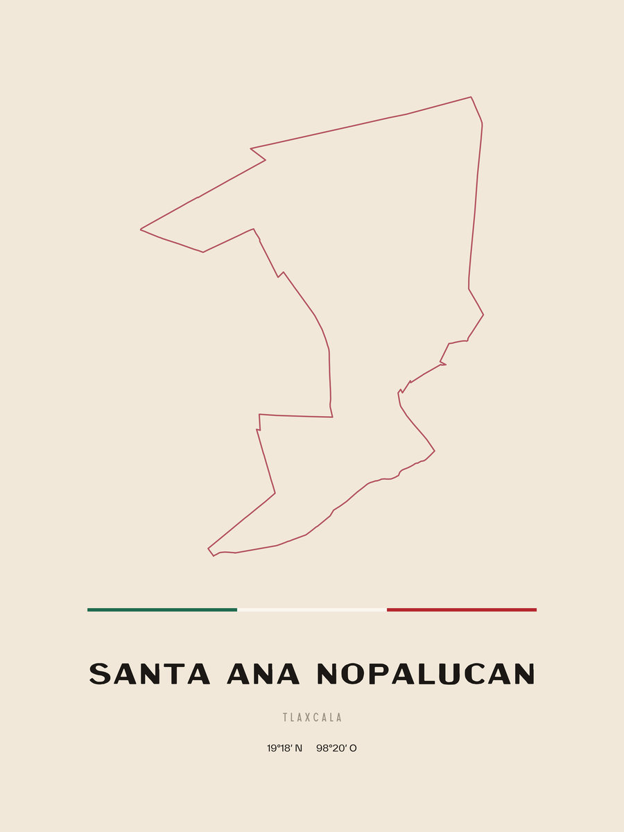 Framed poster of Santa Ana Nopalucan, Tlaxcala.