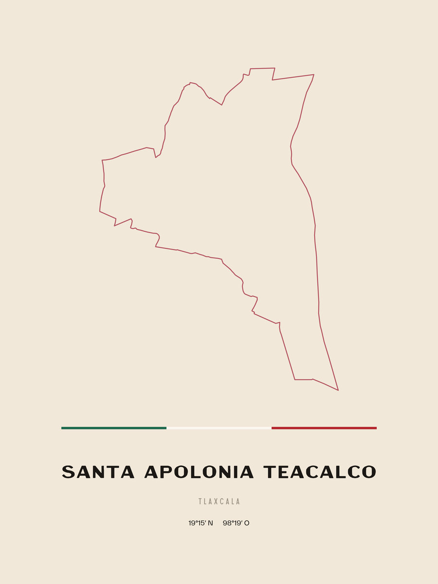 Framed poster of Santa Apolonia Teacalco, Tlaxcala.