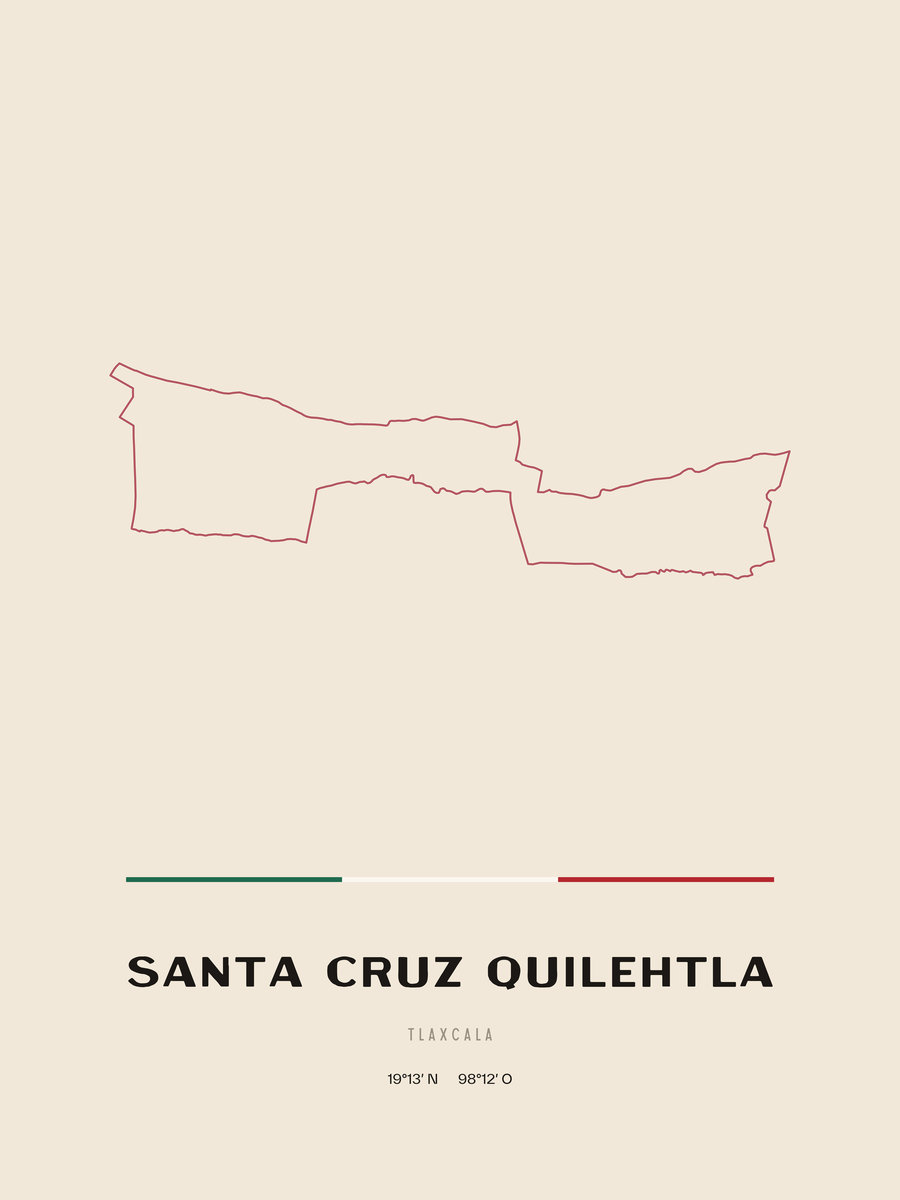 Framed poster of Santa Cruz Quilehtla, Tlaxcala.