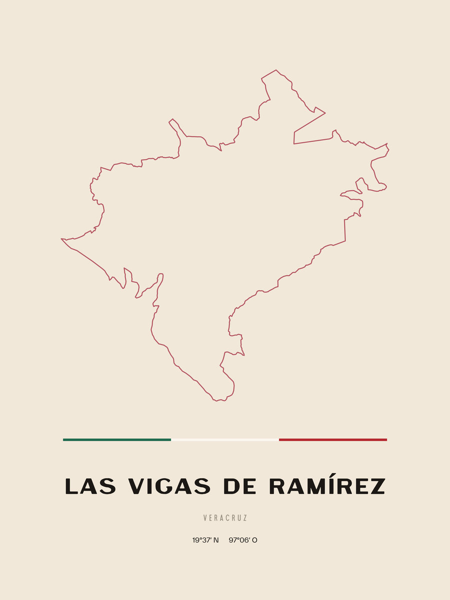 Framed poster of Las Vigas de Ramírez, Veracruz.