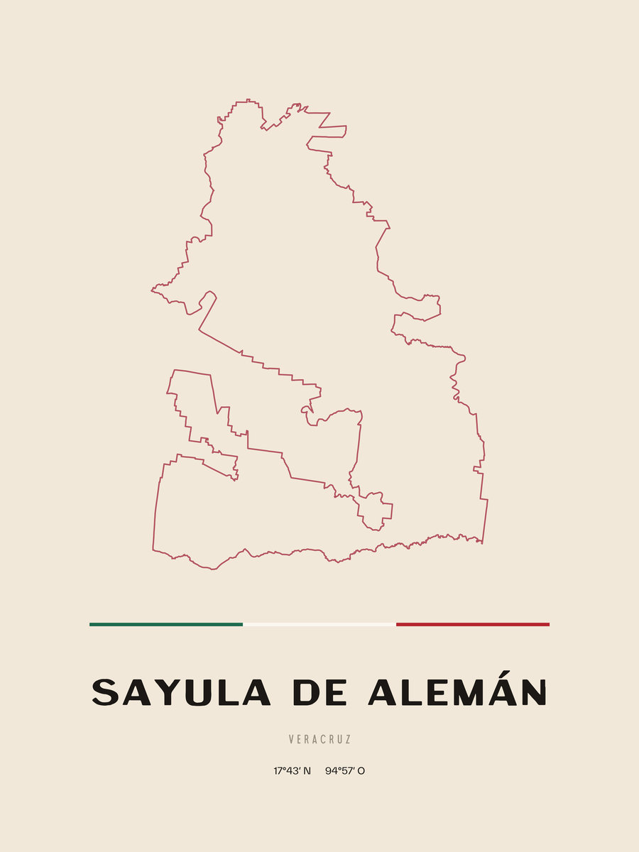 Framed poster of Sayula de Alemán, Veracruz.