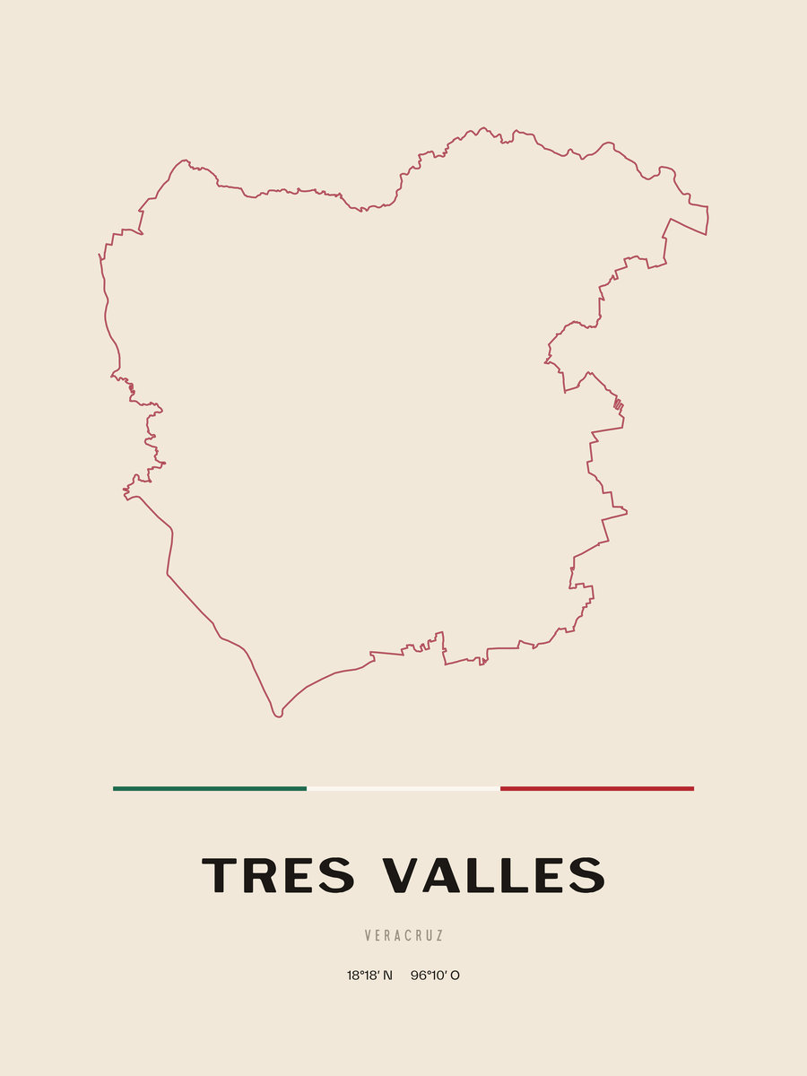 Framed poster of Tres Valles, Veracruz.