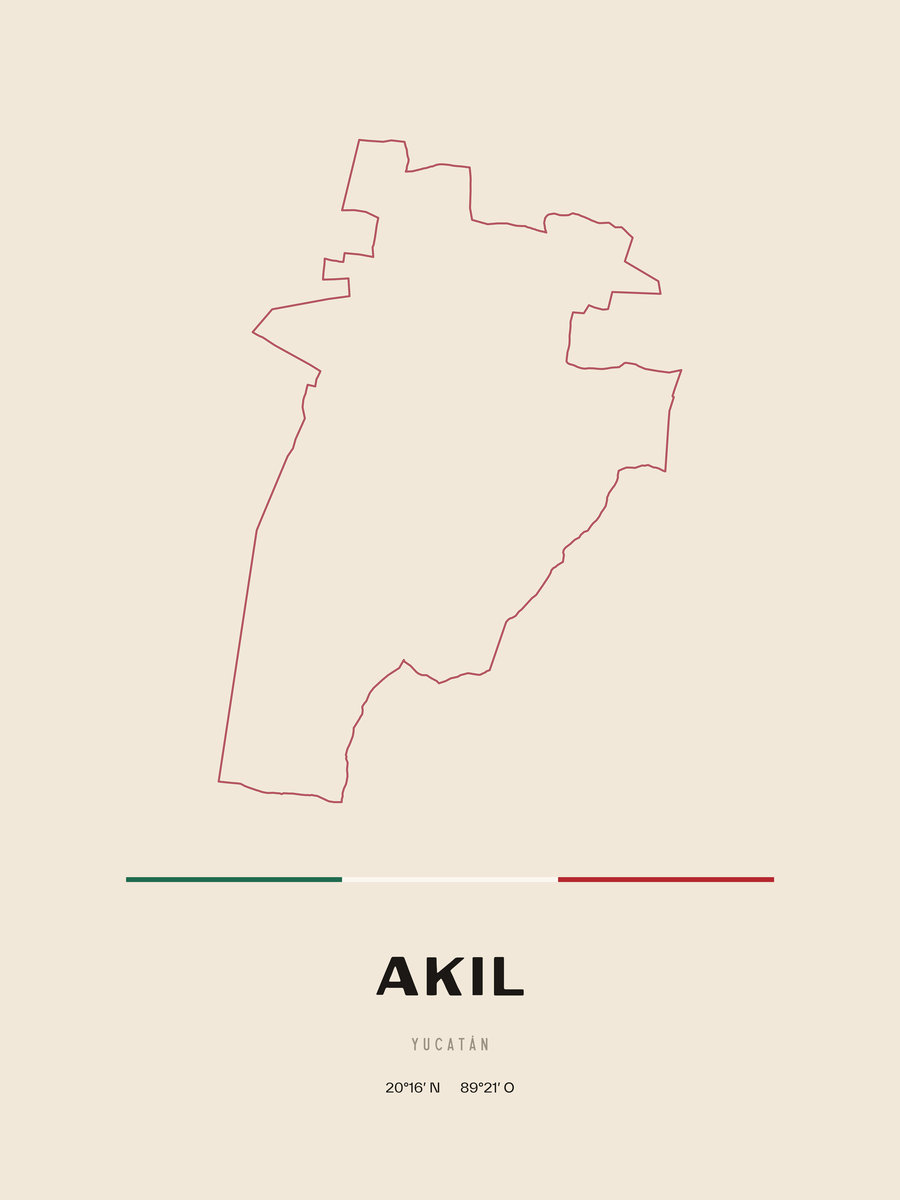Framed poster of Akil, Yucatán.