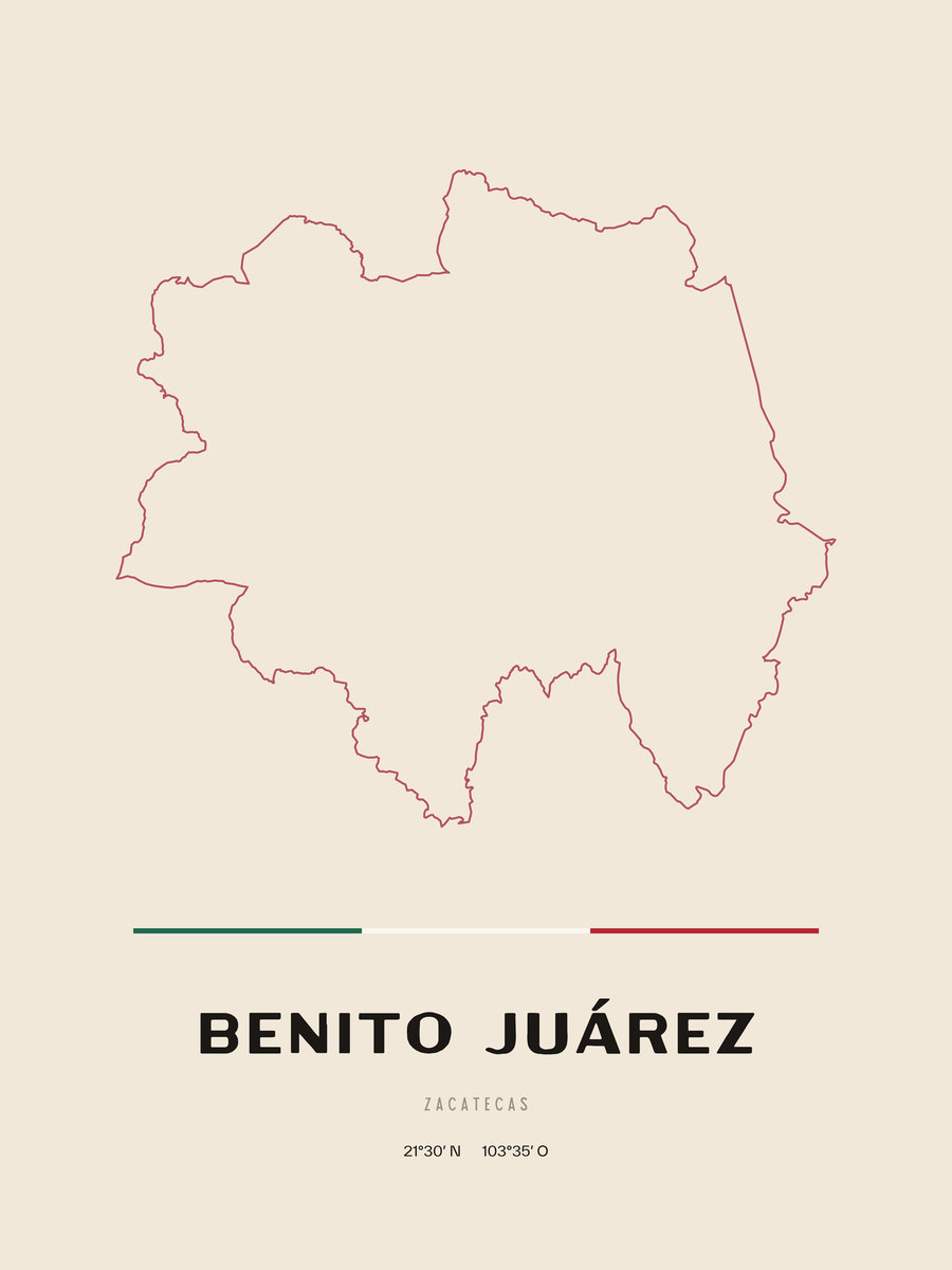 Framed poster of Benito Juárez, Zacatecas.