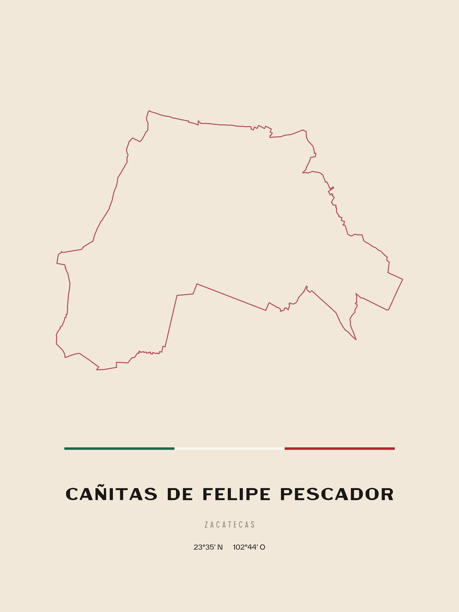 Framed poster of Cañitas de Felipe Pescador, Zacatecas.