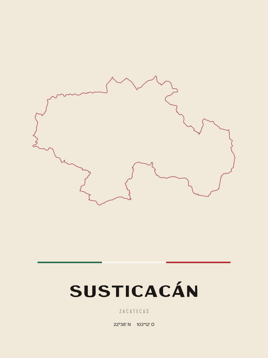 Framed poster of Susticacán, Zacatecas.