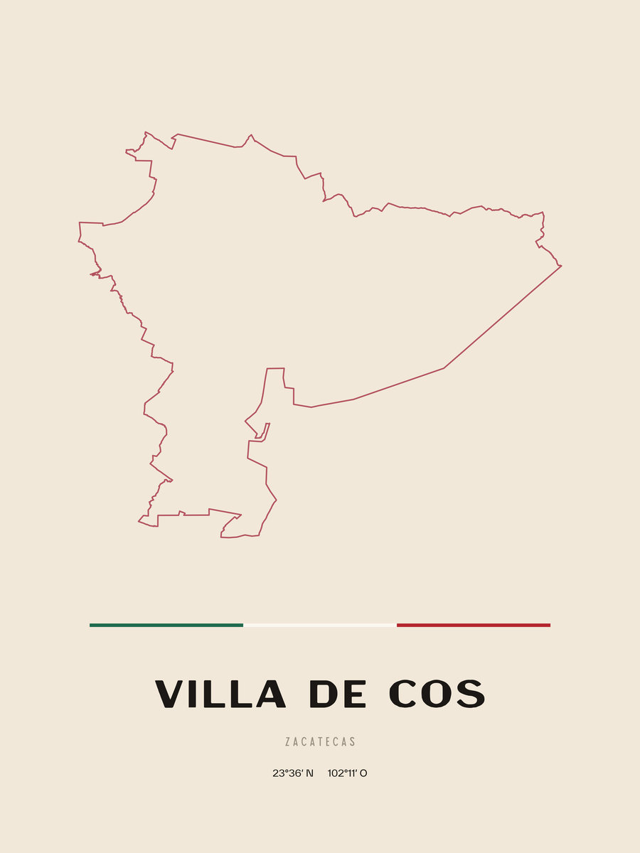 Framed poster of Villa de Cos, Zacatecas.