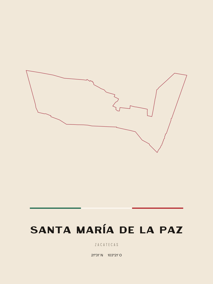 Framed poster of Santa María de la Paz, Zacatecas.