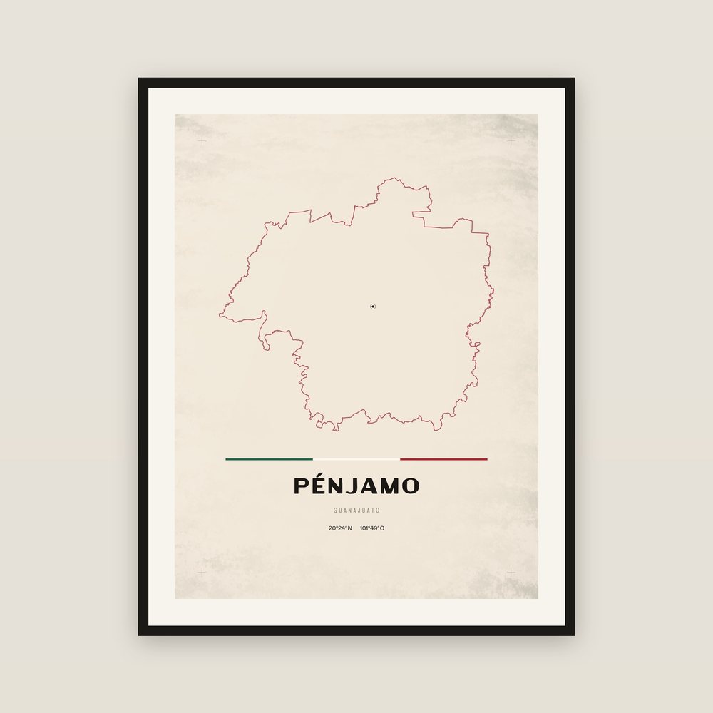 Póster del municipio de Pénjamo, Guanajuato, enmarcado