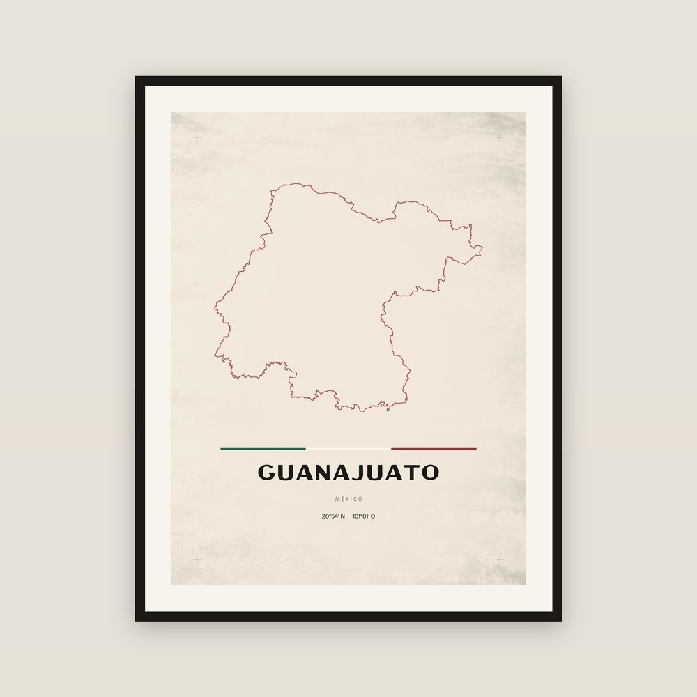 Póster del estado de Guanajuato, enmarcado