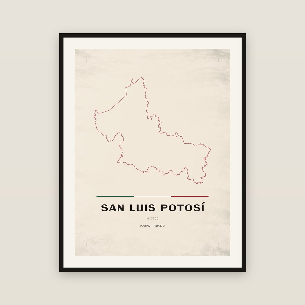 Póster del estado de San Luis Potosí, enmarcado